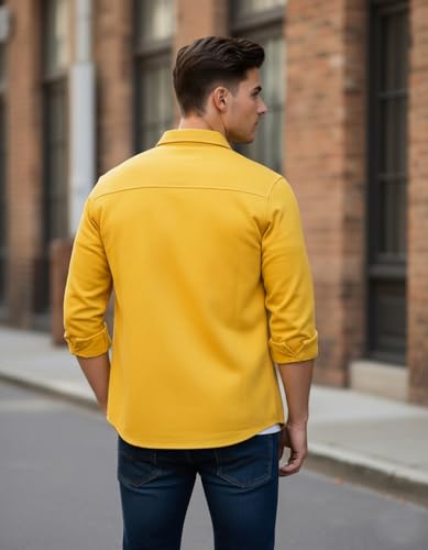 Image of DEELMO Men's Stylish Cotton Blend Casual Shirt || Full Sleeve Button-Down Shirt with Dual Flap Pockets || Comfortable Breathable Fabric || Perfect for Casual Office and Outing Wear