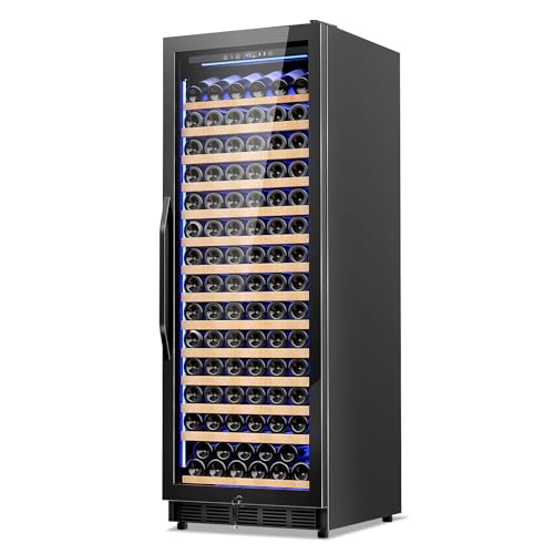 Image of Wine Fridge Freestanding,173 Bottles 24 Inch Wine Cooler Refrigerator, Tall Wine Fridge with Compressor Low Noise Fast Cooling, Wine Cellar with Upgraded Door Handle Sliding Rail Shelves, Black