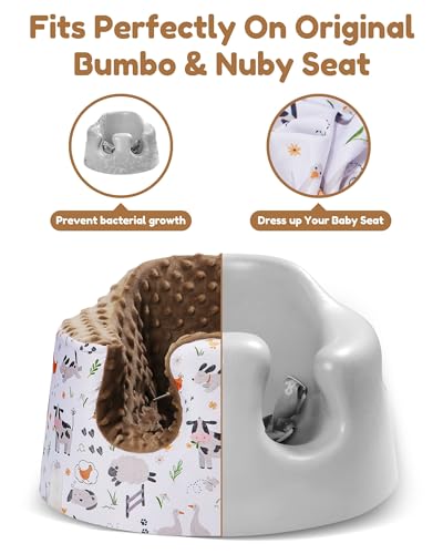 Image of BOMOLOUR Seat Cover Compatible with Bumbo and Nuby Seat, Removable Breathable Baby Floor Seat Cover for Boys and Girls, Seat Not Included (Brown Farm)