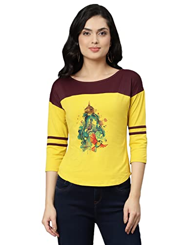Image of OM SAI LATEST CREATION Women's New 3D Printed Lycra 3 /4 Sleeve Regular Fit Office wear,Casual wear Western Top