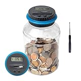 Digital Coin Counting Piggy Bank with LCD Display - Large Capacity Money Jar for All Ages & All US Coins, Ideal Gift for Kids and Adults (Blue)