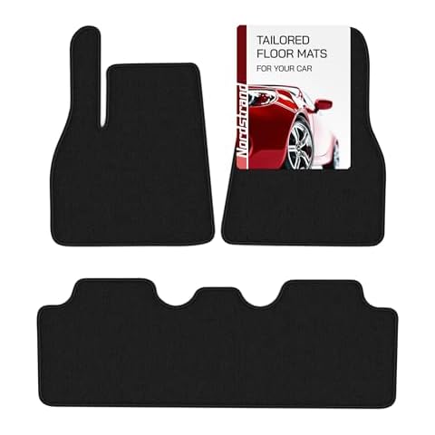 Floor Mats for Tesla Model Y 2024 2020 - Custom 3D Fit - 1st & 2nd Row Set - Rubber Anti-Slip Back - Heavy Duty Carpet Mat - All Weather Car Liner Floormats - Tesla Model Y 5-Seat Interior Accessories Cover