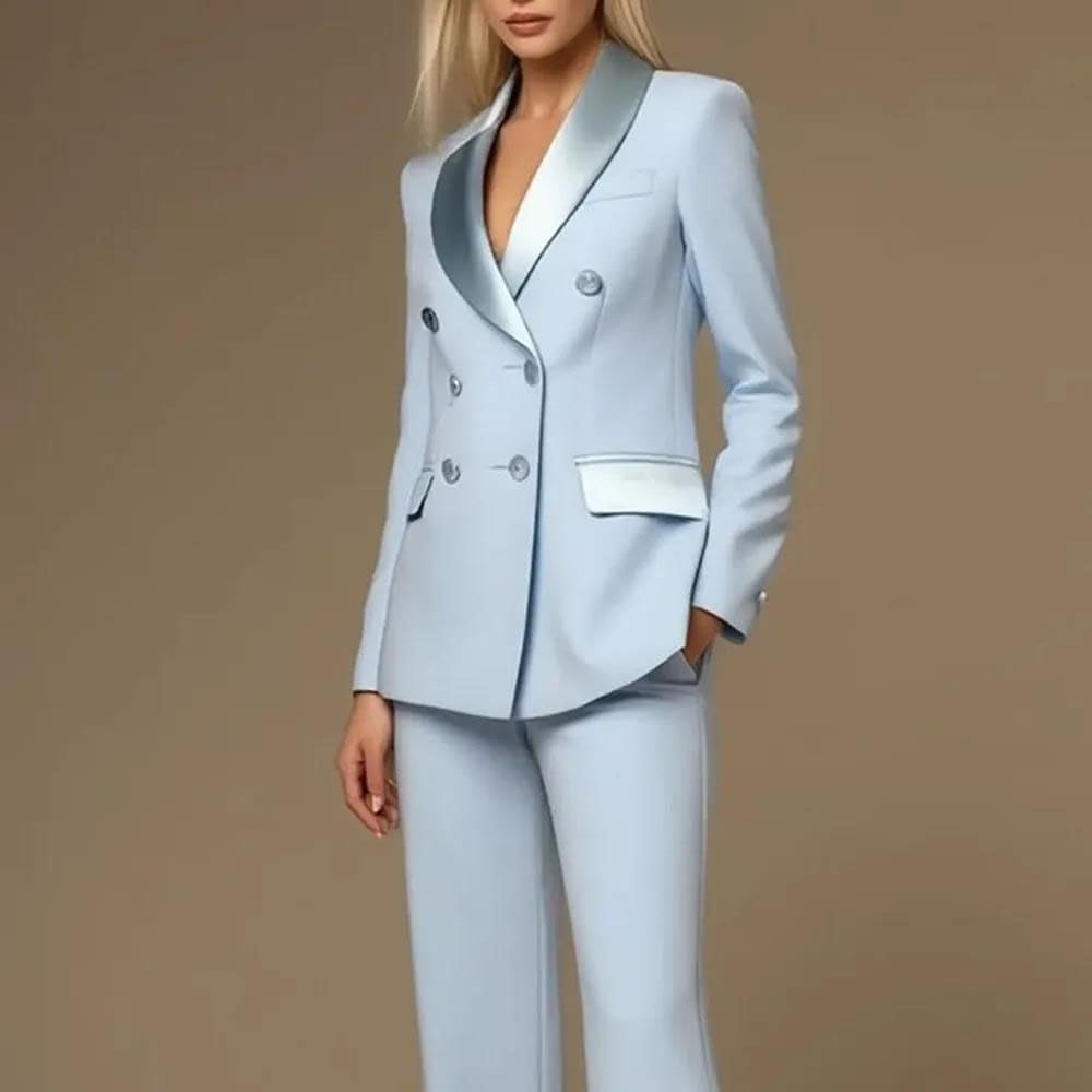 Women’S Double Breasted Notch Collar Blazer and Pants – Daily Commute to Banquet Formal Outfit