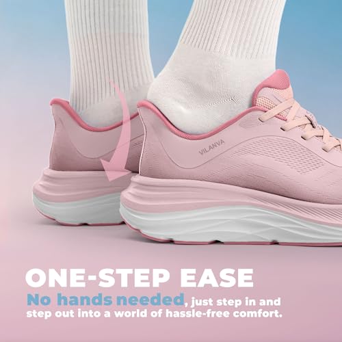 Image of Vilanva Women's Comfortable Walking Shoes Cushion Running Tennis Shoes Non-Slip Workout Gym Athletic Breathable Trendy Fashion Sneakers