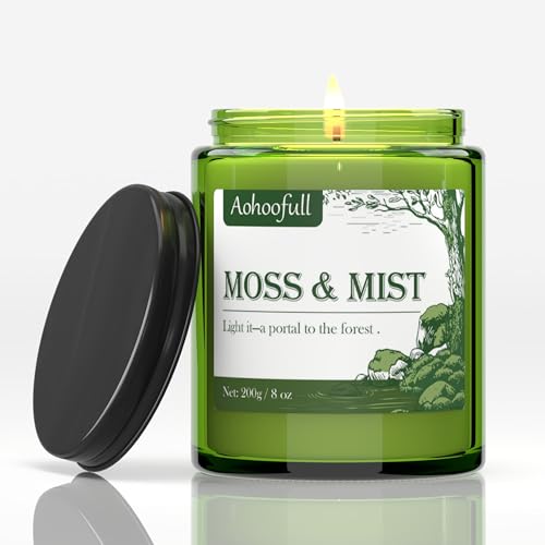 Aohoofull Moss & Mist Soy Candles for Home Scented,8oz 40 Hour Burn Aromatherapy...