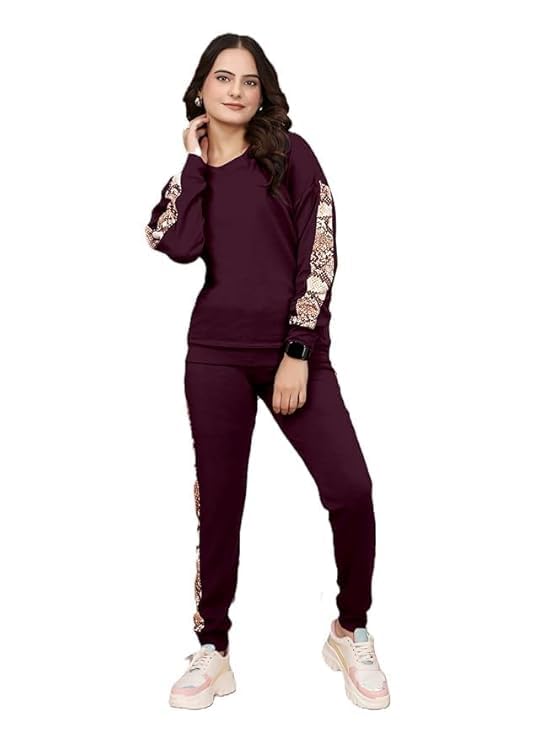 Women's Cotton Solid Tracksuit with Round Neck Full Sleeve Straight Length Relaxed Fit and Drawstring Closure Pant-picture-24
