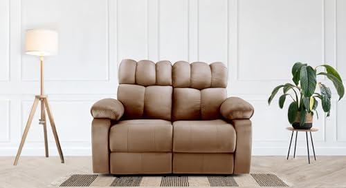 Image of Little NAP Helios Soft Suede Fabric Two Manual Standard Recliner | Padded 2 Seater Aaram Sofa | Relaxing Chair for Home Office Living Bed Room | Brown