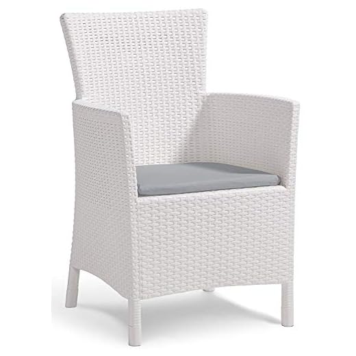 Keter Iowa Sillón de exterior e interior con cojín incluido, Blanco