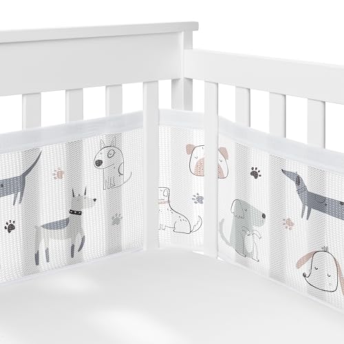 Sweet Jojo Designs + BreathableBaby 2-Piece Breathable Mesh Crib Liner Set (Dog) for Boys/Girls, Baby, Infants/Newborn Nursery (Modern Dogs, Puppy, Pet, Watercolor Puppies, Boho Hatch, Bulldog, Doggy)