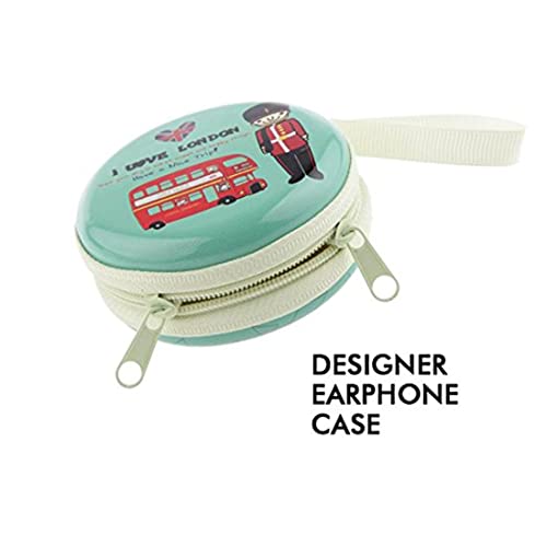 Image of Stealodeal Round Aluminium Zipper Headphone Case London LC-02 All Earphones (Pack of 4)