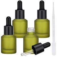 Segbeauty Frascos conta-gotas de vidro fosco de 14,2 g para óleos, frasco conta-gotas de olho de 15 ml recarregável, 4 garrafas de óleo essencial verdes vazias, recipientes de viagem de líquido para