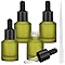Segbeauty Frascos conta-gotas de vidro fosco de 14,2 g para óleos, frasco conta-gotas de olho de 15 ml recarregável, 4 garrafas de óleo essencial verdes vazias, recipientes de viagem de líquido para