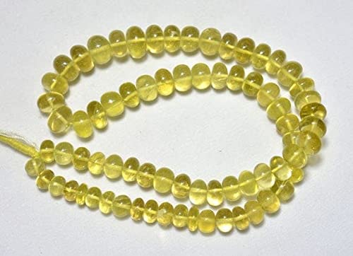 LKBEADS Koraliki z kwarcu cytrynowego 7 mm - 11 mm, kwarc cytrynowy gładkie koraliki, kamień szlachetny do biżuterii, sznurek 45 cm
