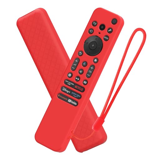 Image of Silicone Cover Case Compatible with Sony Bravia Smart Tv 2023 2024 2025 Voice Remote RMF-TX910U (Red) [Remote NOT Included]