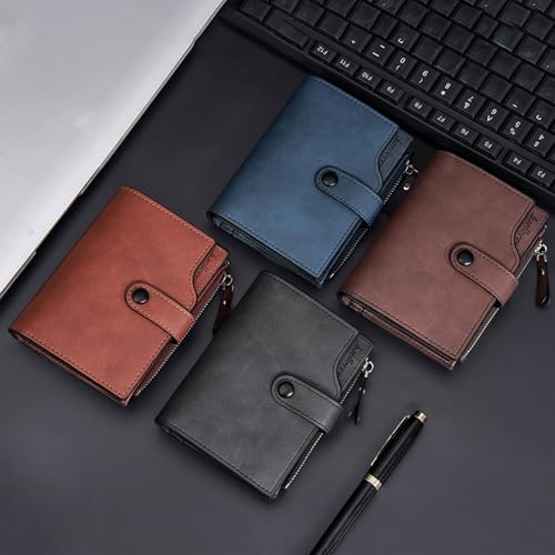Small Mens Wallet with Credit Card Slots, Trifold Card Case Wallet with Zipper Pocket, Medium Size Wallets for Men2