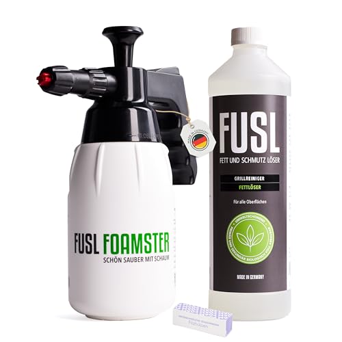 FUSL Set-Angebot: FOAMSTER-Schaumkanone Plus 1 Liter Fettlöser Grill- und Backofenreiniger Materialschonend und Hautverträglich Bio-Abbaubar