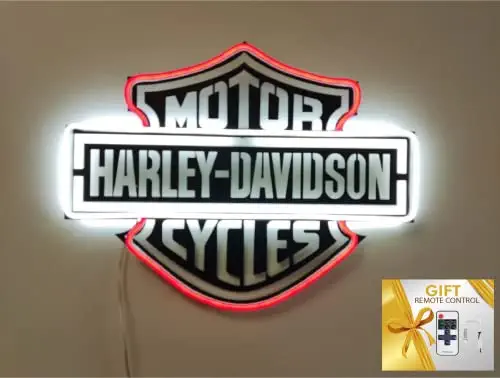 very special harley davidson neon led. 100% durable metal, Harley Gifts harley davidson jacket harley davidson patch, father's day gift (W 27.5" x H 21.5" (Medium), RED)