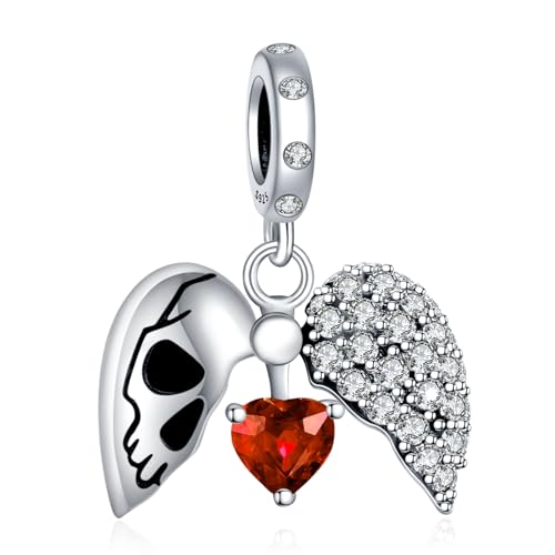 Image of Skull Love Charms for Women Charm Bracelets, 925 Sterling Silver Mother's Day Halloween Birthday Christmas Jewelry Gift for Women