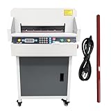 HayWHNKN Commercial Electric Paper Cutter Guillotine 45cm Cutting Width NC Control Movable Paper Trimmer with LCD Display Storage Cabinet Two-Hand Safety Operation 110V for Books Pictures Files