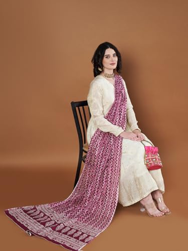 Image of Women's Cotton Blend Floral Print Dupatta with 2.20 Meters | Women's cotton printed dupatta with tassels