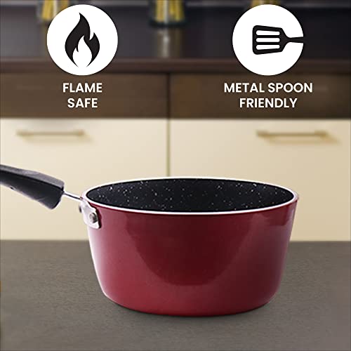 Image of Milton Pro cook Granito Saucepan with Bakelite Handle, 14 cm, Aluminium Tea and Milk Pan, Boiling Pot, Non-Induction, 2 Years Warranty