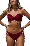 Múltiples estilos - A diferencia de los bikinis tradicionales, este bañador tiene un ribete con cordones en la parte superior. Puedes anudarlo alrededor del cuello, atarlo a la espalda o hacer un lazo en la parte delantera.