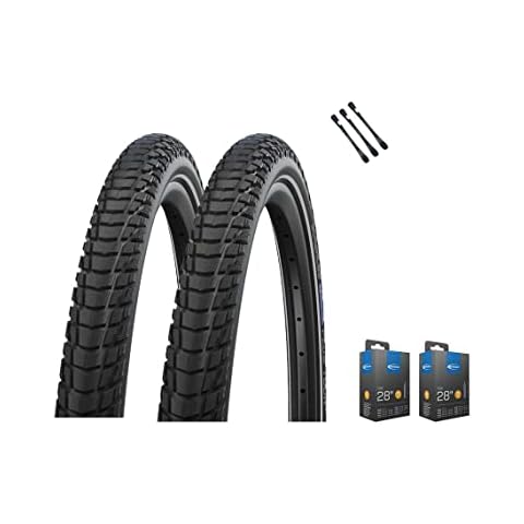 2er Set Schwalbe Reifen Marathon Plus Tour 28 Zoll Reflex auswählbar mit Schläuchen + 3 MSZweirad Metall Reifenheber E Bike Cover