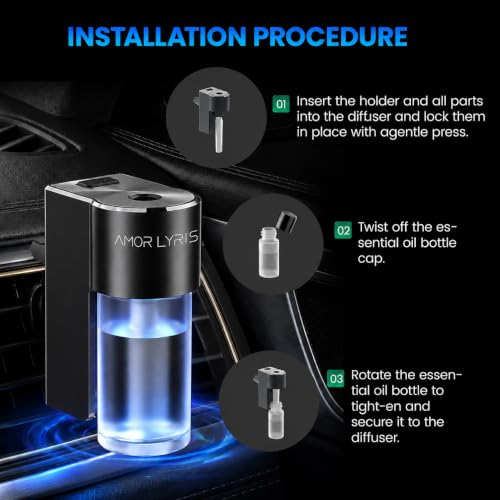 Image of Car Air Freshener Diffuser, Smart Car Vent Air Freshener, 3 Speed Adjustable, Rechargeable, Intelligent Auto On /Off, Long Lasting Fragrance, 3 x 10ml Essential Oils, Vanilla Cream