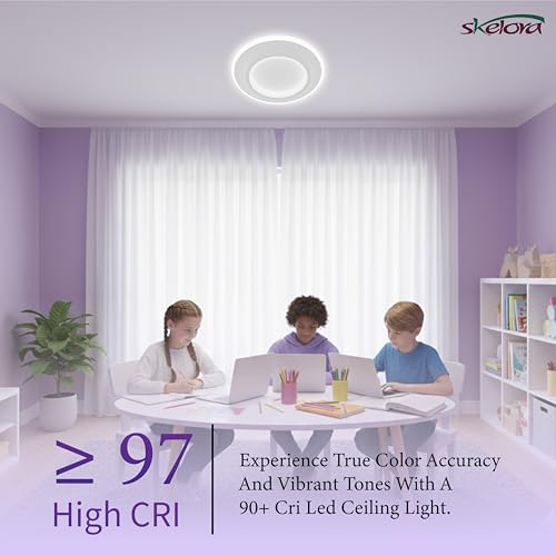 Image of Premium 50W LED Ceiling Light | 3 Color Modes (Warm, Natural, Cool) - Flicker-Free, Anti-Glare |Bedroom, Office, Kitchen, Bathroom, Balcony & Walkway (Round White 50W)