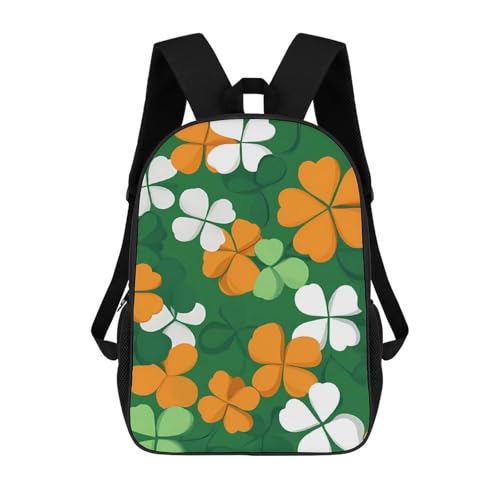 Irish Shamrock Saint Patrick 17 Inch Backpack Classic Travel Daypack with Adjustable Shoulder Straps for Men Women