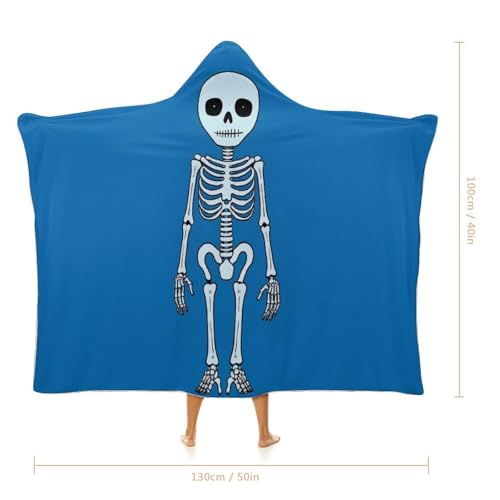 Couverture à capuche bleue originale avec squelette imprimé à offrir
