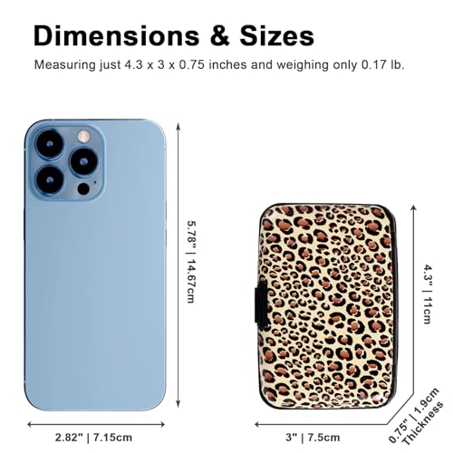 Image of Credit Card Holder Small RFID Blocking Wallet Business Metal Slim Mini Aluminum Hard Case for Women Men, Leopard, small, Minimalist, Compact, American