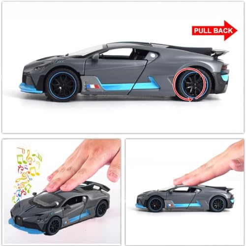 Image of Bugatti Divo 1:32 Exclusive Alloy Metal Pull Back Die-cast Car Diecast Metal Pullback Toy car with Openable Doors & Light, Music Boys Gifts Toys for Kids【Colors as Per Stock】