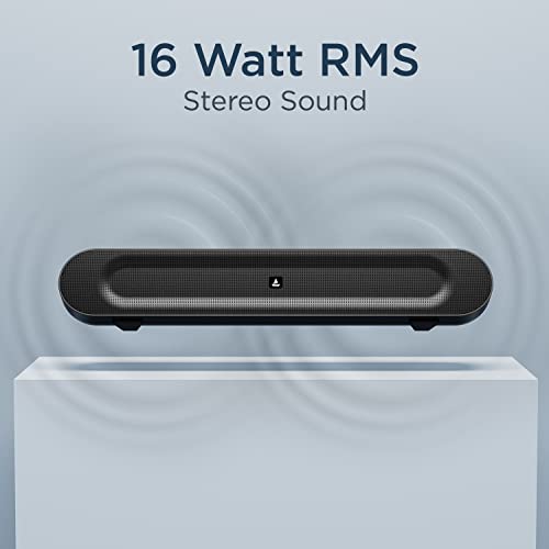 Image of boAt Aavante Bar 553 Portable Soundbar with 16W RMS Stereo Sound, Dual EQ Modes, Multi-Compatibility, 4.5HRS Playtime and Master Remote Control(Pitch Black)