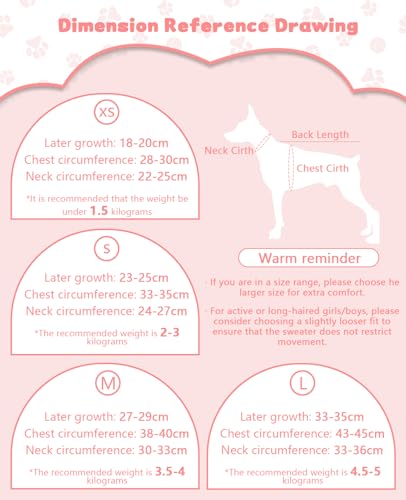 1 Pack Dog Sweaters, Warm Dog Sweatshirt Cat Clothes Cat Sweater Puppy Sweater Winter Clothes Pet Winter Coat Knitted Pet Sweater Turtleneck Dog Sweater for Cold Weather (Small, Pink) - Image 5