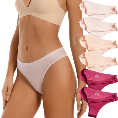 Image of VISSAY Seamless Underwear for Women, No Show Low Rise Cheeky Panties 6 Pack, Laser Cut Breathable Gusset