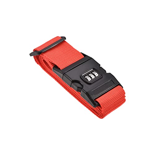 Image of M METERXITY 1 Pack Luggage Strap Suitcase Belt- Travel Combination Lock Adjustable PP Baggage Accessory with Buckle, Apply to Suitcase (79x2 Inch, Red)