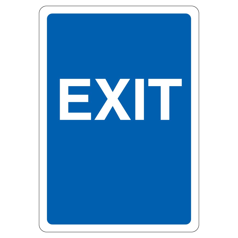 V Safety Exit - Blue 210 x 297 mm (A4) - 2mm Rigid Plastic Safety Sign