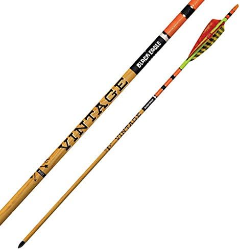 Black Eagle Vintage Traditional Hunting Half Dozen Arrows w/Feathers-Yellow/Orange-500 Spine