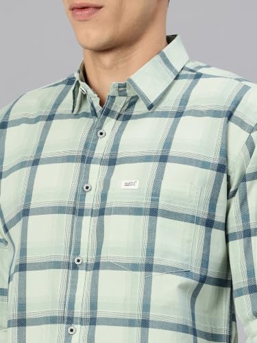 Image of Majestic Man Comfort Slim Fit Pure Cotton Checked Casual Shirt