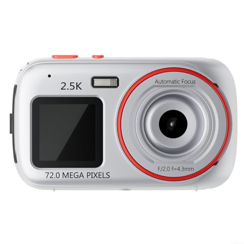 XJ07 Mini fotocamera digitale portatile con autofocus per bambini 2.5 K HD 72 MP zoom 16x compatta per adolescenti ragazze ragazzi argento