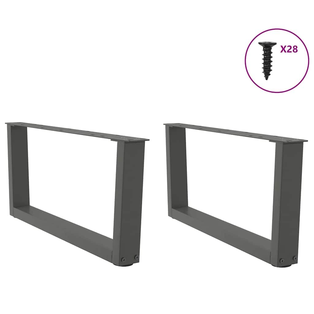 Modernas patas de mesa de centro con superficie recubierta de polvo, 2 patas de mesa de centro en forma de V de acero antracita con nivelación ajustable para suelos irregulares, fáciles