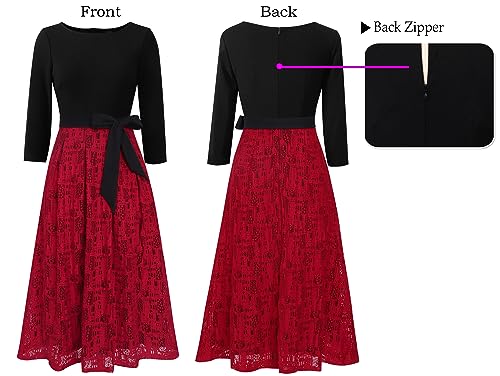 Image of VFSHOW Womens Work Business Casual Church Pockets Belted A-Line Midi Dress