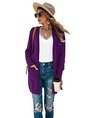 Image of TASAMO Cardigan Sweaters for Women Long Sleeve Open Front Casual Knit Fall Coat Oversized Soft Outwear with Pockets