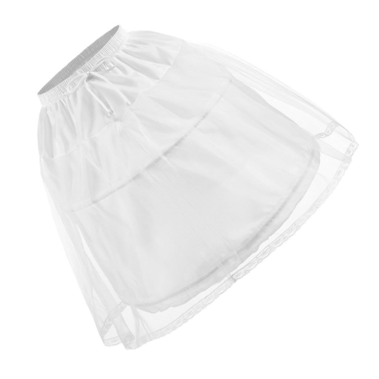 KOMBIUDA Tüllrock aus Polyester Lolita Unterrock Weißer mit Stahlring Verstellbar und Zugeschnitten Mehrlagig für Kinder Geeignet für Hochzeitskleider und Lolita Kostüme