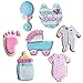 Ann Clark 7-Pc. Baby Shower Cookie Cutter Set, Made in USA, Baby Onesie, Footie Pajamas, Bottle, Rattle, Bib, Footprint and Carriage