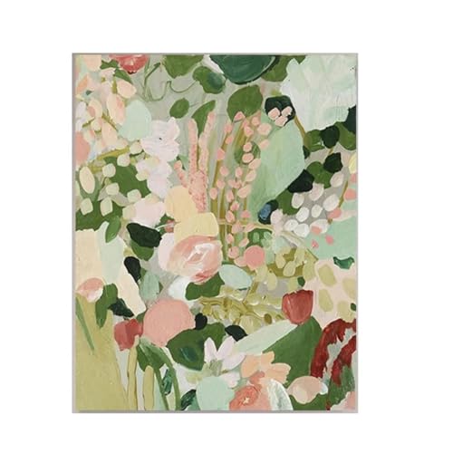 Art mural abstrait fleur verte 40x60cm prêt à suspendre