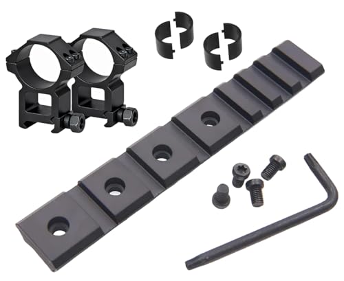 Gotical Rail Scope Mount CVA Accura Optima Wolf and Kodiak Black DS102P, 3.84 inches Long W/ 30mm 38mm Center High Profile Rings and 30mm to 1IN Scope Ring Reducer