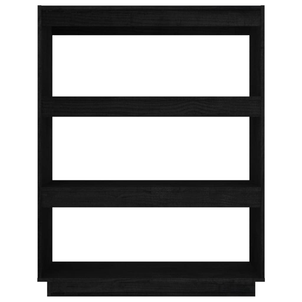Libreria divisoria nera 80 x 35 x 103 cm in legno massello di pino per soggiorno, ufficio, corridoio, cameretta dei bambini, organizer