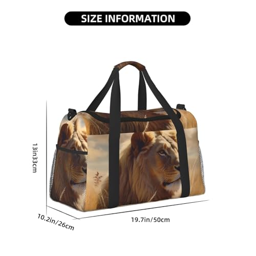 Travel Duffel Bag Lightweight Waterproof Carry On Tote Bag Foldable Weekender Overnight Bags Prairie Lion Sport Gym Bag For Women Men2